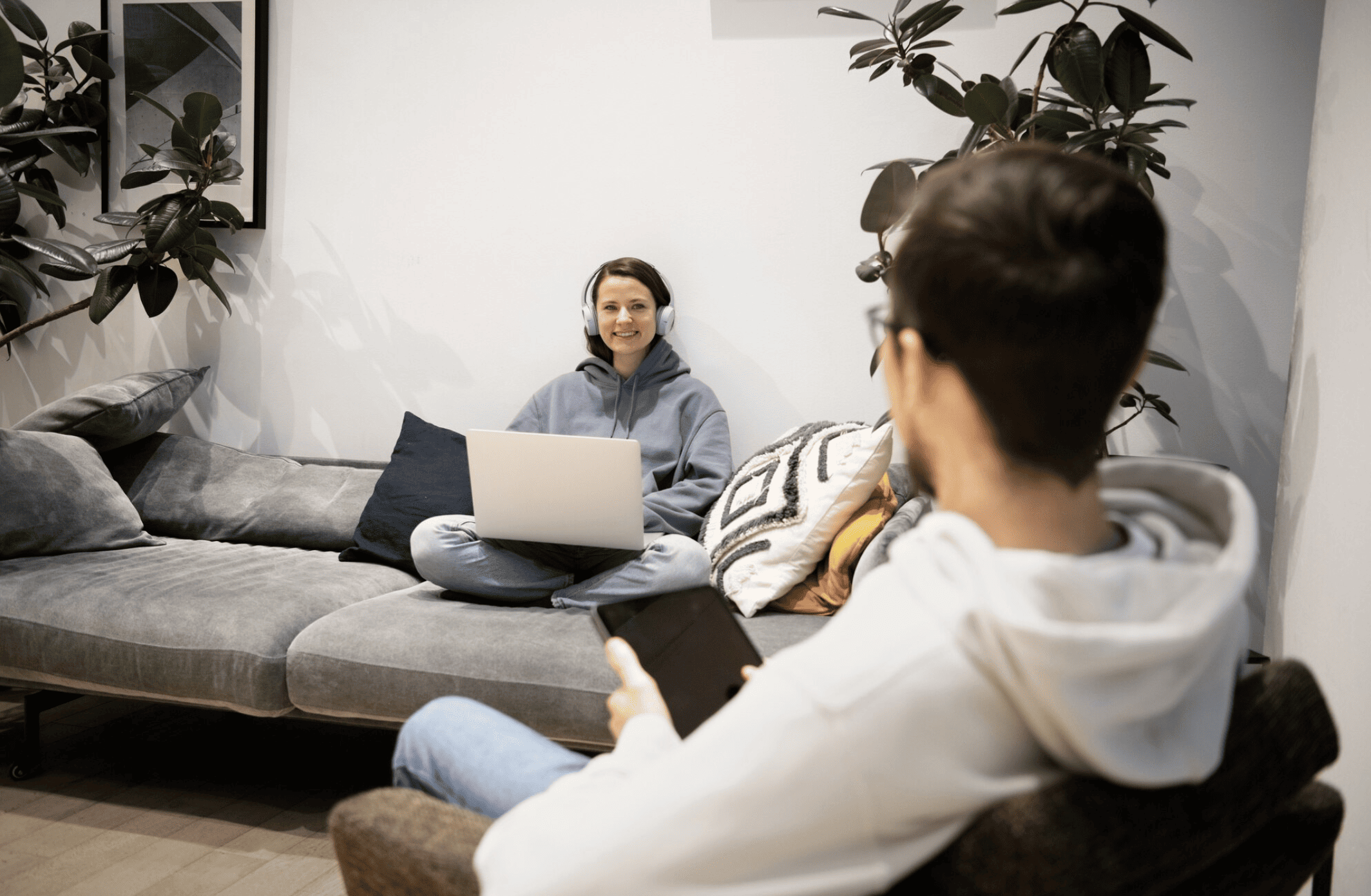 Couple checking phone